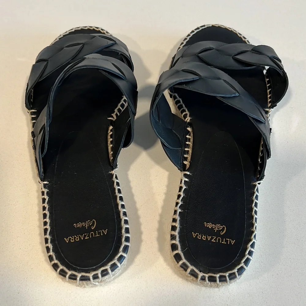 Altuzarra Black Braided Slide Sandals